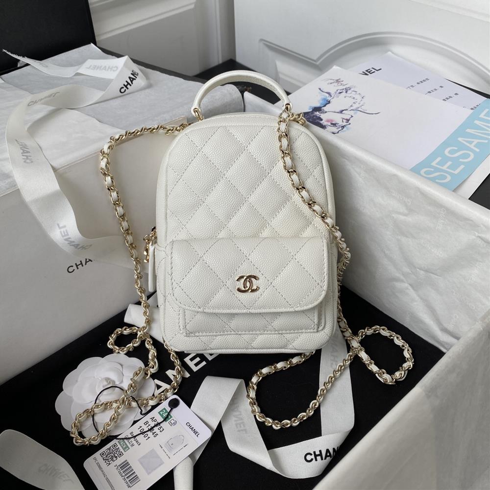 Chanel24cAP3573 mini lychee patterned small backpack with multiple carrying methods can be carried by hand crossbody or backpack The leather or lyc