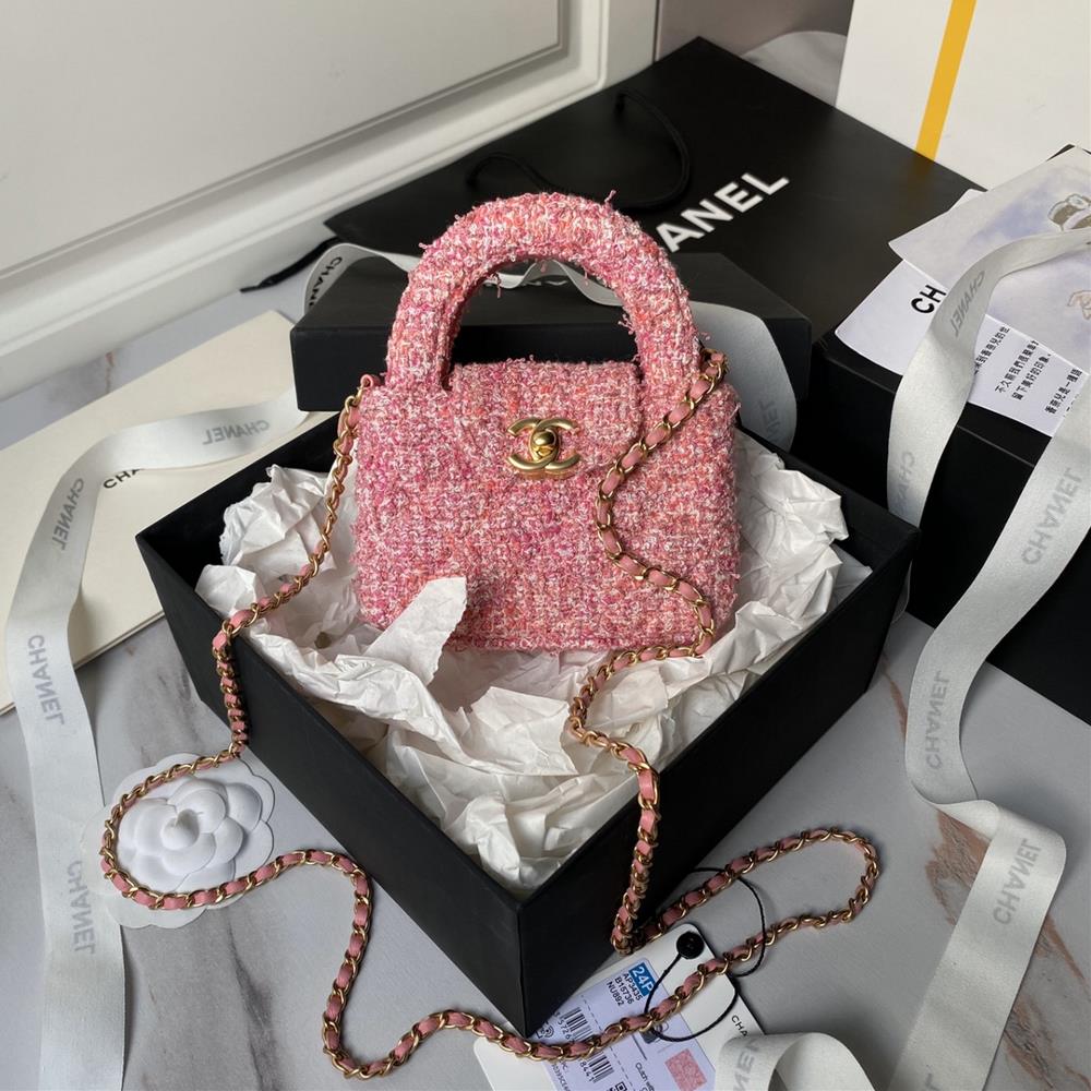 Chanel24p woolen style Ap3435 stunning Parisian femininity pink handbag with large glow colored woolen matching exudes confidence and caution Come an