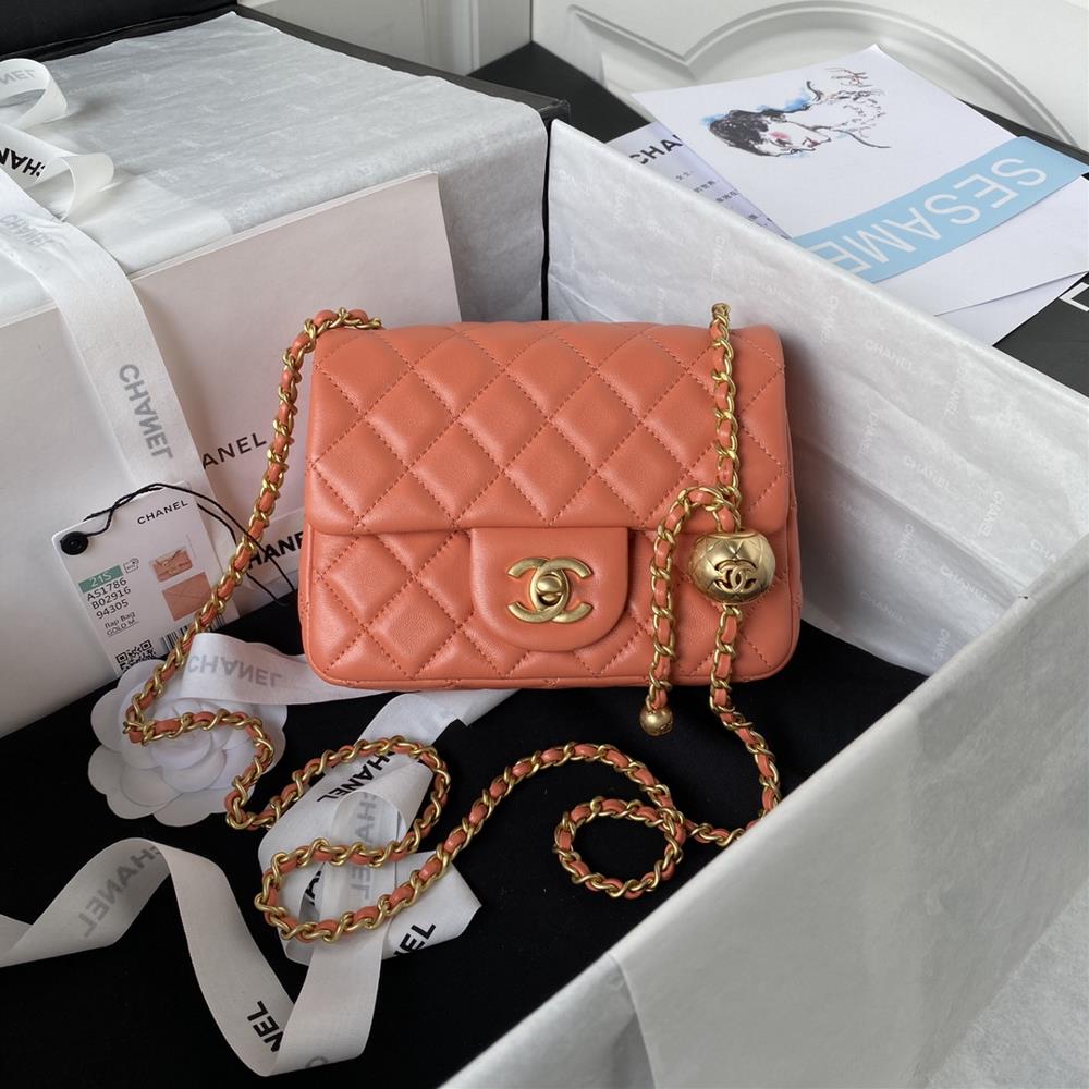 1786 Chanels bestselling metal CF mini flap bag has added a small golden ball to the global chain adding the finishing touch and adding the icing o