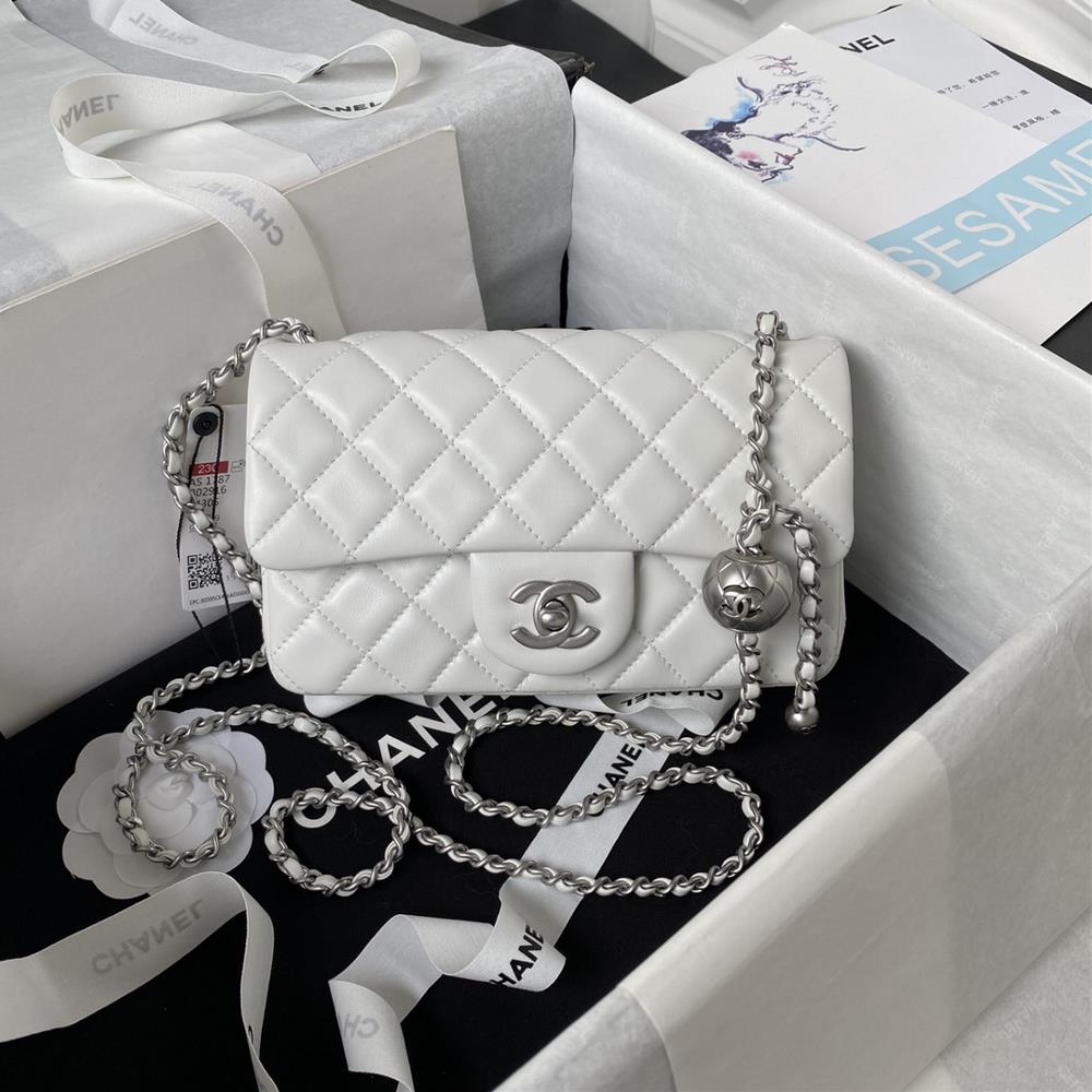 Silver Chain ChanelAS1787 Hot selling CF Mini Cap Bag Silver Ball Chain with added finishing touch The chain is not only retro and beautiful but als
