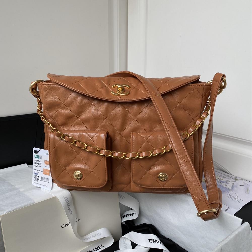 Chanel AS4668s Popular Style Comes with 24p Hobo Hip Pi Postman Bag Made of Cowhide Lightweight Retro Soft Super Fashionable Fashionable Practi