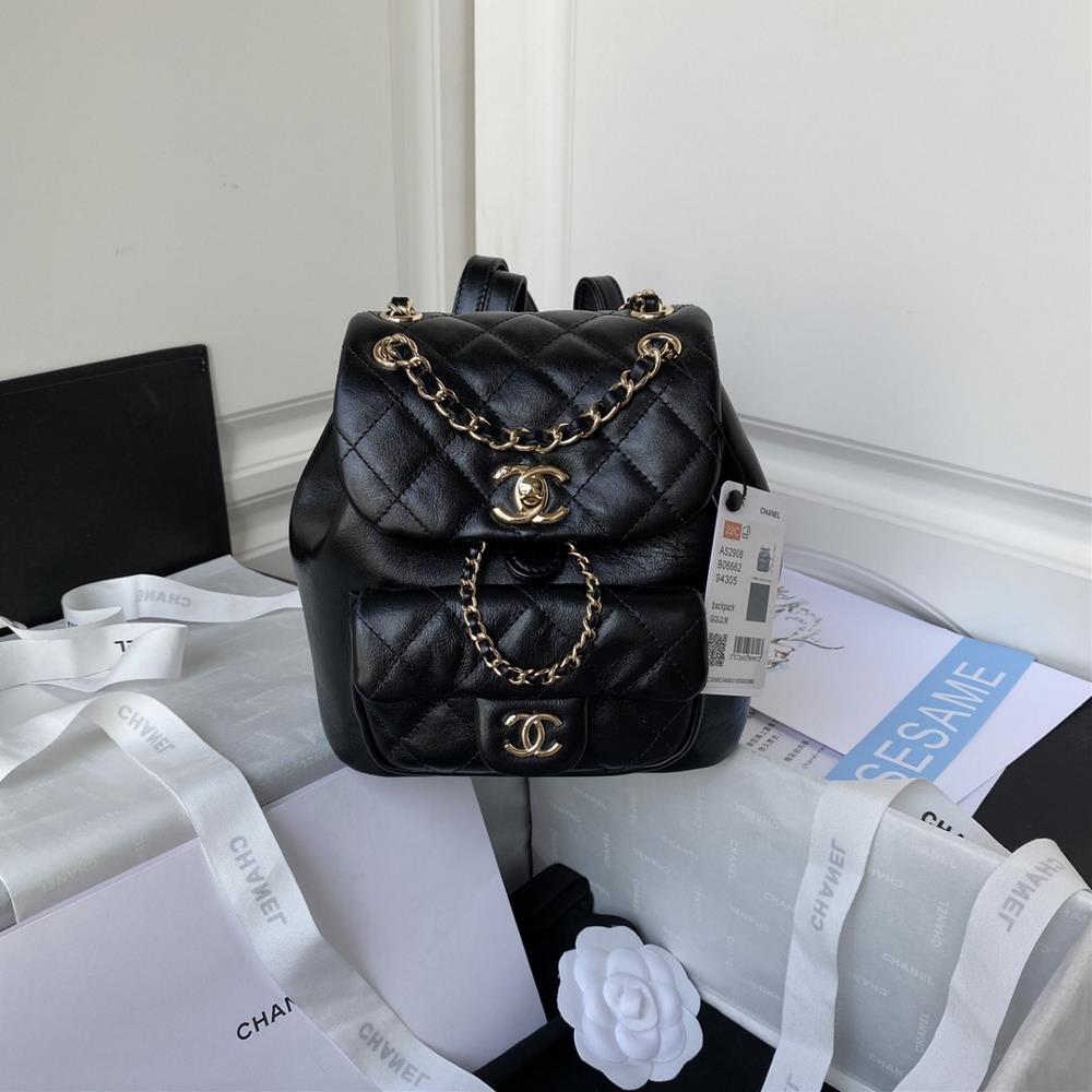 Chanel22 early spring new DUMA backpack model AS2908 oil wax cowhide versatile backpack for all seasonsSize 181812cm  professional luxury fashion bra