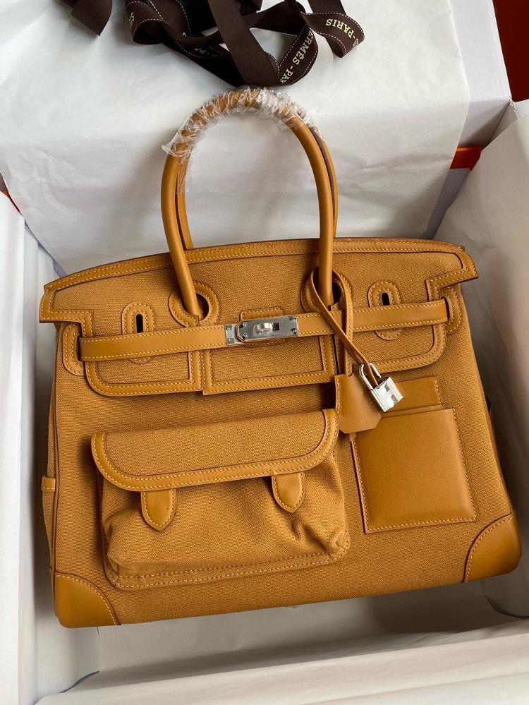 Hand sewn Birkin 35cm Cargo Swift woven fabric with sesame silver buckle  professional luxury fashion brand agency businessIf you have wholesale or