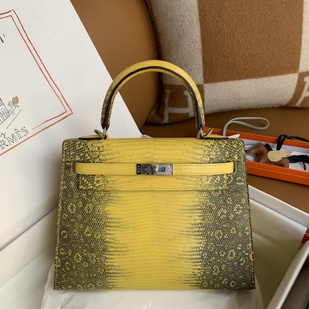 Customer order Kelly 25 Lemon Yellow Lizard Skin Silver Button Handsewn  professional luxury fashion brand agency businessIf you have wholesale or r