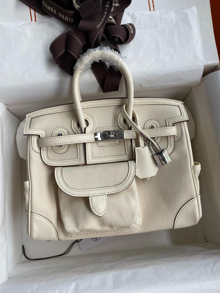 Hand sewn Birkin 25cm Cargo swift patchwork fabric cream silver buckle  professional luxury fashion brand agency businessIf you have wholesale or re