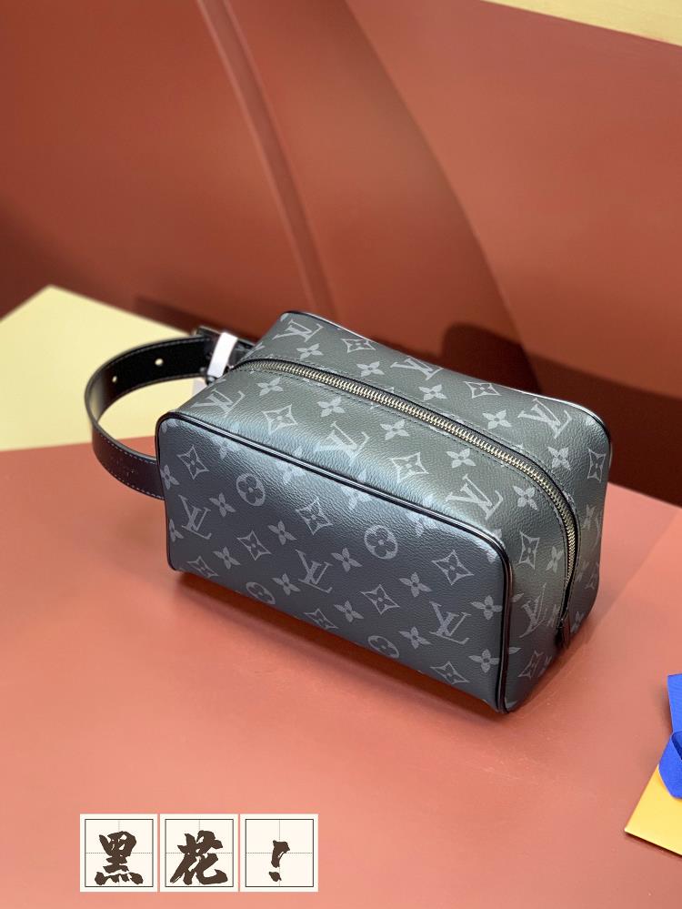 The M83112 Black Flower Makeup Bag Locker Dopp Kit combines modern fashion style with the iconic elegance of Louis Vuitton Made from the brands clas