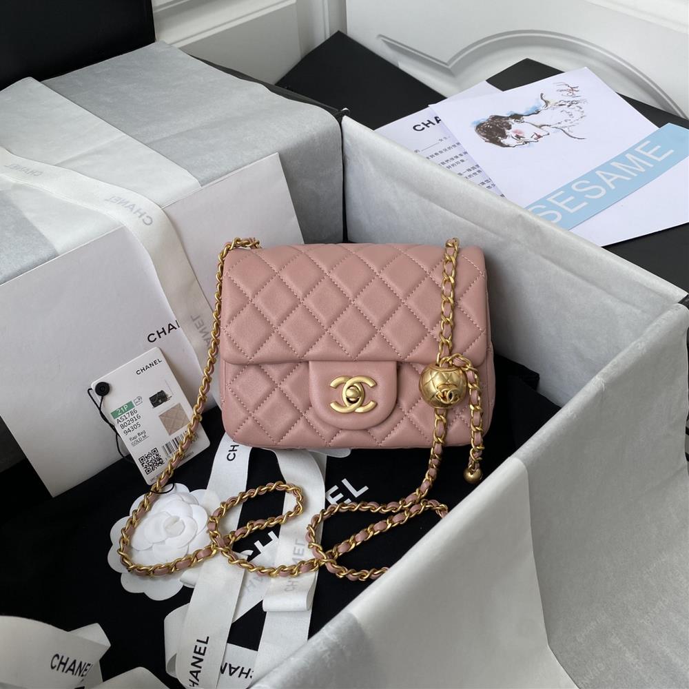 1786 Chanels bestselling metal CF mini flap bag has added a small golden ball to the global chain adding the finishing touch and adding the icing o