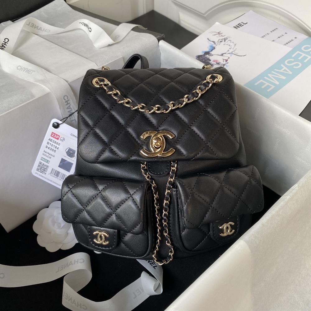 The Chanel23P is a super popular double backpack which is very small in size and about the same as the old Duma It is undoubtedly a premium style an