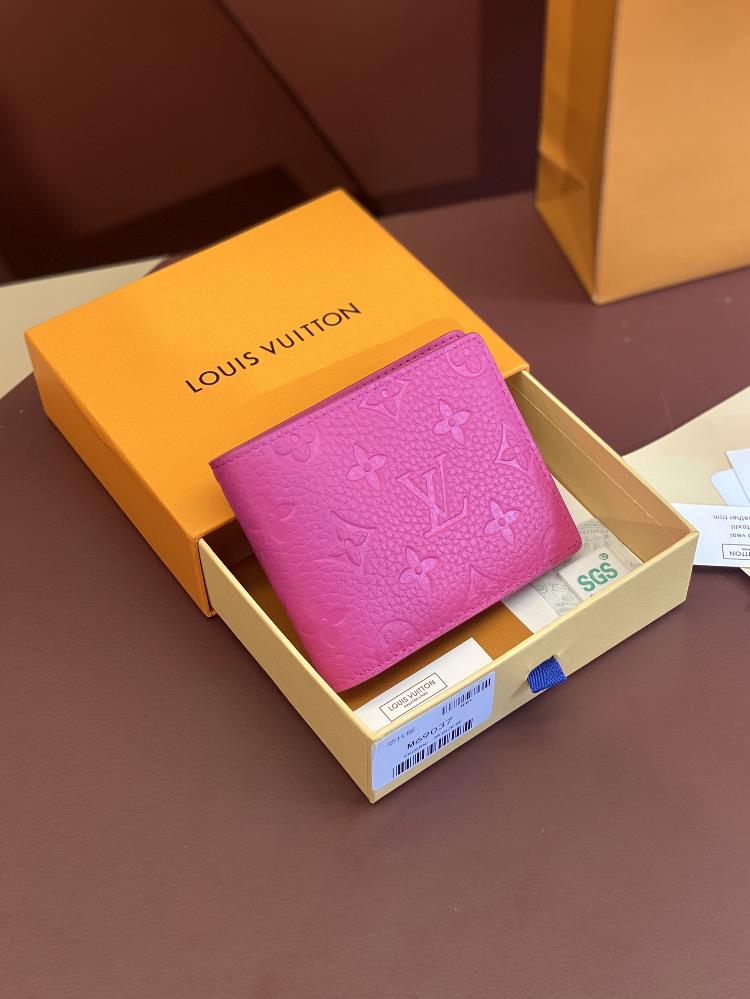 M69037 Rose Red Chip Edition Top layer Made of Cowhide This Multiple wallet features classic Monogram embossing on the full grain Taurillon leather