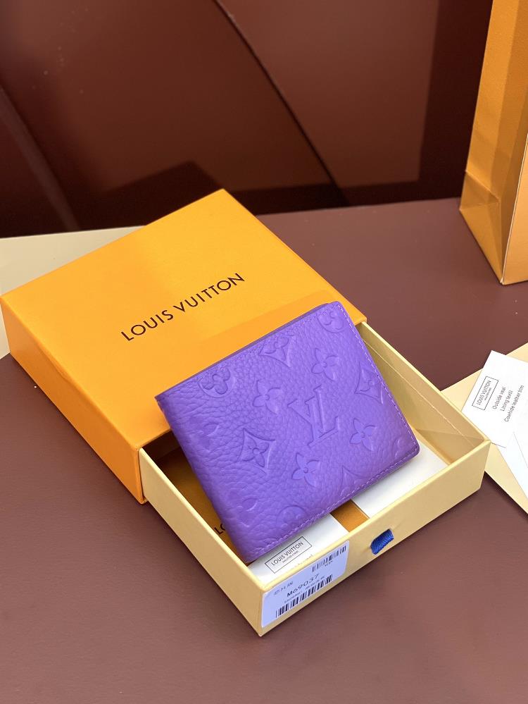 M69037 purple chip version made of top layer cowhide This Multiple wallet features classic Monogram embossing on the surface of full grain Taurillon