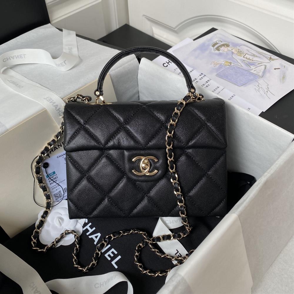 Chanel24p lychee patterned cowhide Kelly handbag super super beautiful AS4711Elegant and irresistible highend texture the design of the chain paired