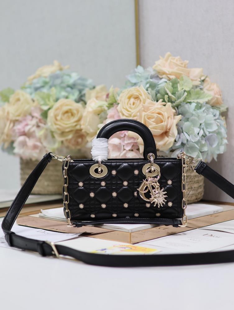 Small LADY DJOY handbag with sunflower blackThis Lady DJoy handbag highlights the minimalist aesthetics of the Lady Dior collection highlighting Dior