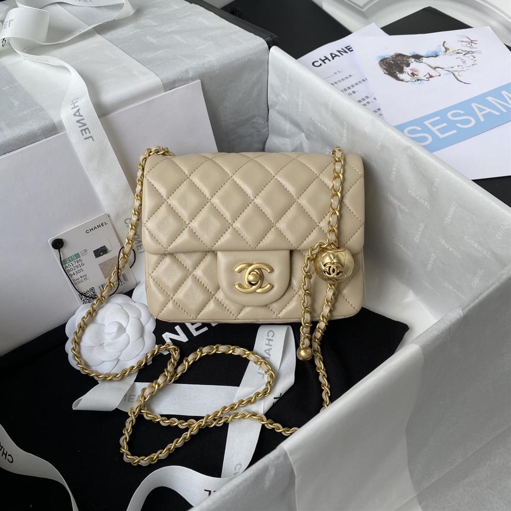1786 Chanels bestselling metal CF mini flap bag has added a small golden ball to the global chain adding the finishing touch and adding the icing o