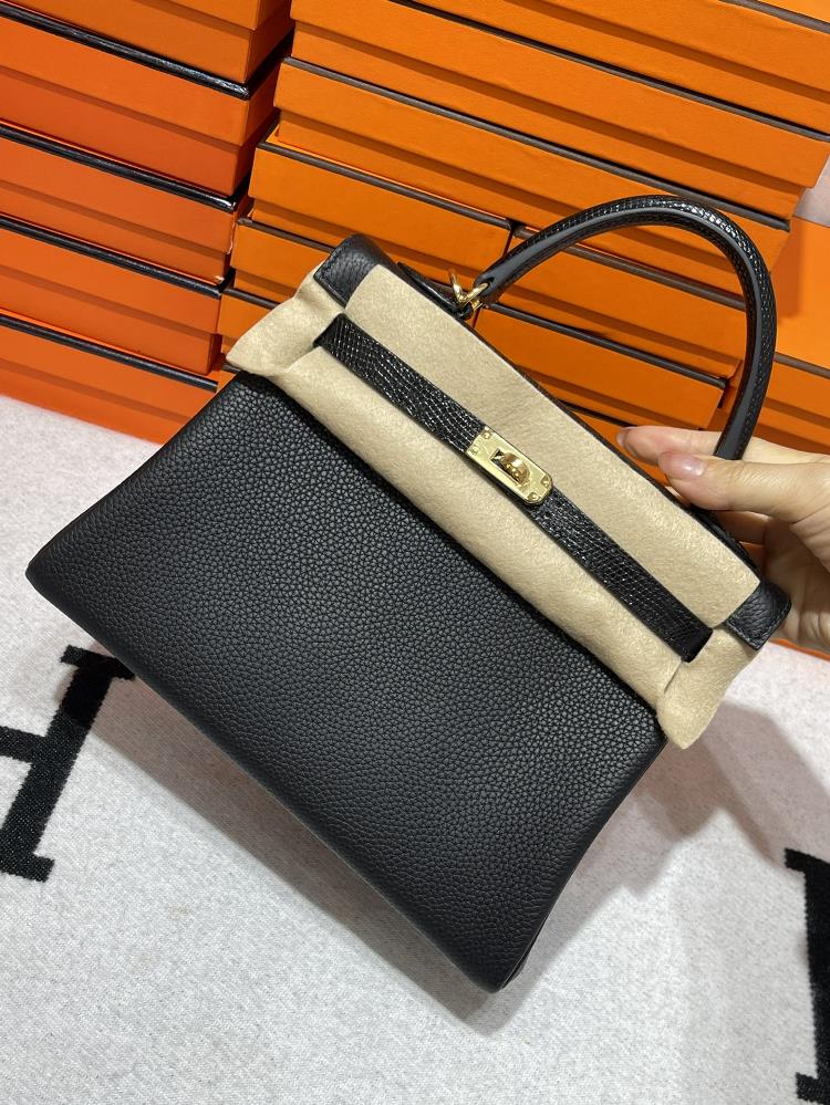 Kelly 25CM Black gold togo skin combined with lizard skin  professional luxury fashion brand agency businessIf you have wholesale or retail intenti