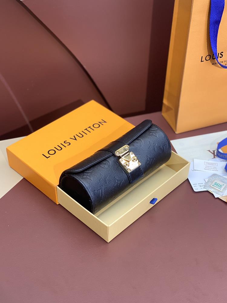 The M10145 embossed Monogram embossed cowhide is trimmed with leather giving a delicate impression of Etui Bijou Compact size and outstanding storag