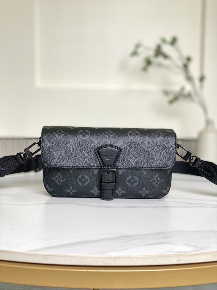 M83567 Black Flower MONTSOURIS Mini HandbagPresented in a slender configuration with Monogram Eclipse canvas featuring a magnetic buckle as the iconi