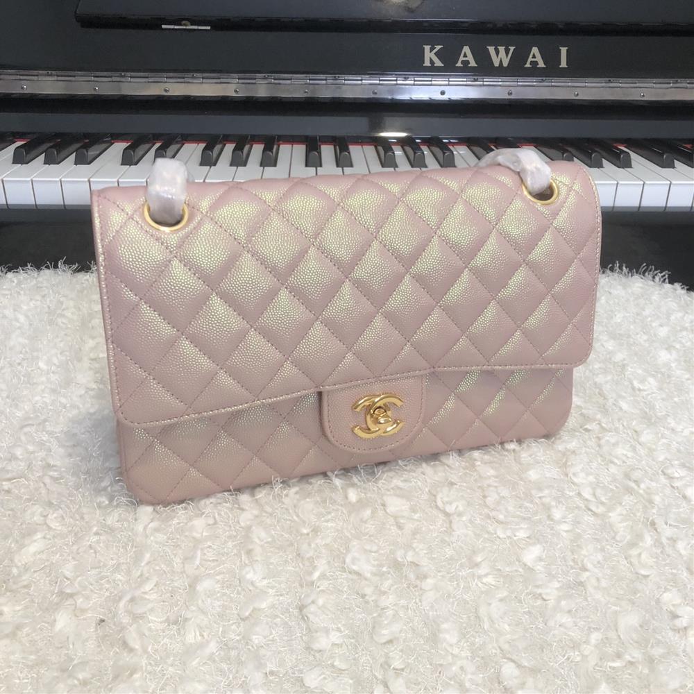New color 6024 imported pearl powder fine ball pattern 25cm CHANELCF early spring new color inner lining full leather customization original version