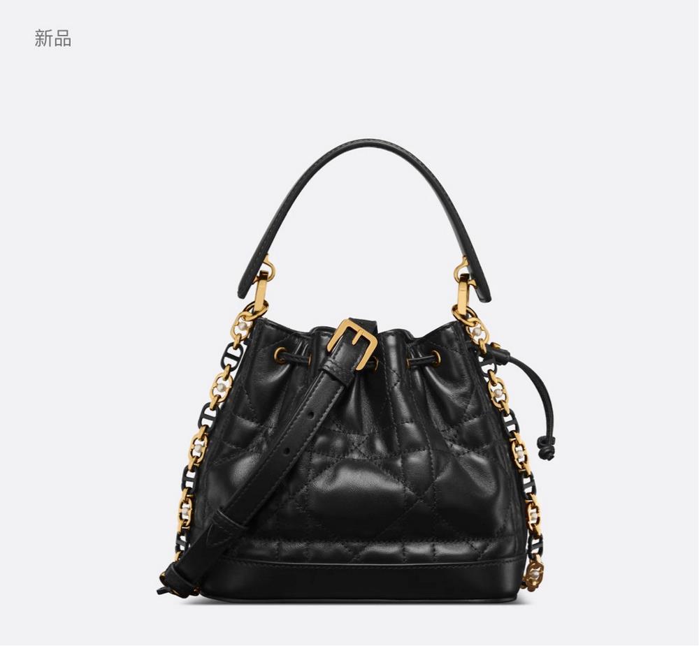 This Dior Jolie bucket bag is a new addition to the 2024 autumn ready to wear collection showcasing a fashionable style Crafted with black cowhide l