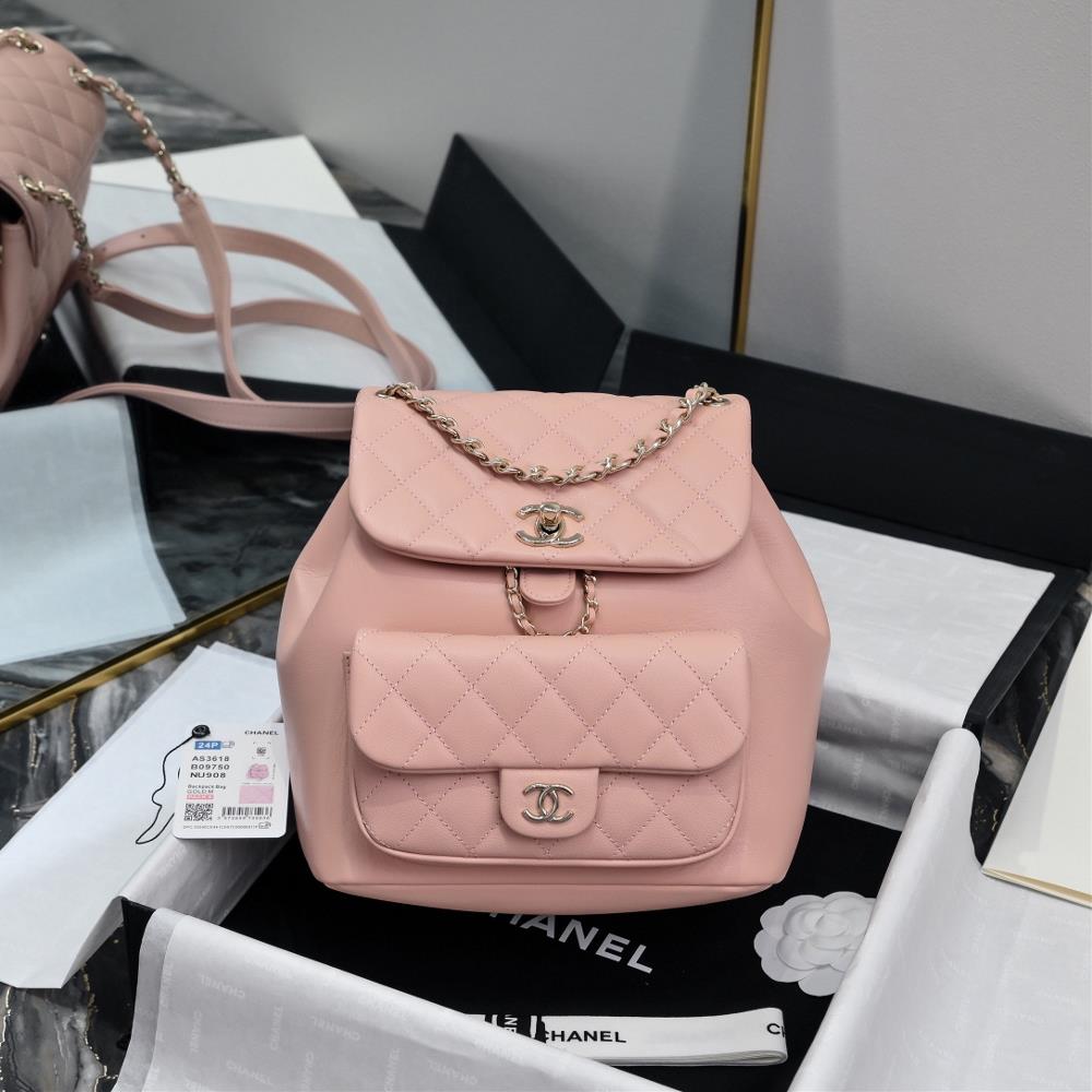 CHANEL21P Super Hot Duma Backpack Celebrates 18k Light Gold Large Model DUMA Large Imported Tired Cowhide Can Hold More ThingsSmall size 2908 size