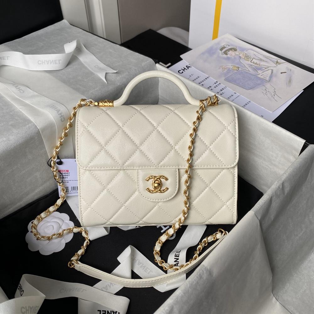 The Chanel 24A Advanced Handicraft Workshop series AS4957 bag features a perfect balance between modern and classic design with granular calf leather