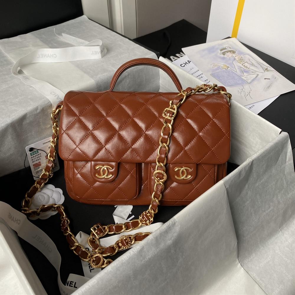 Chanel24A Advanced Work Visit Series Postman Bag AS4993 Chain Design is More Exquisite with Double C Buckles and Oil Wax Sheepskin Every detail revea