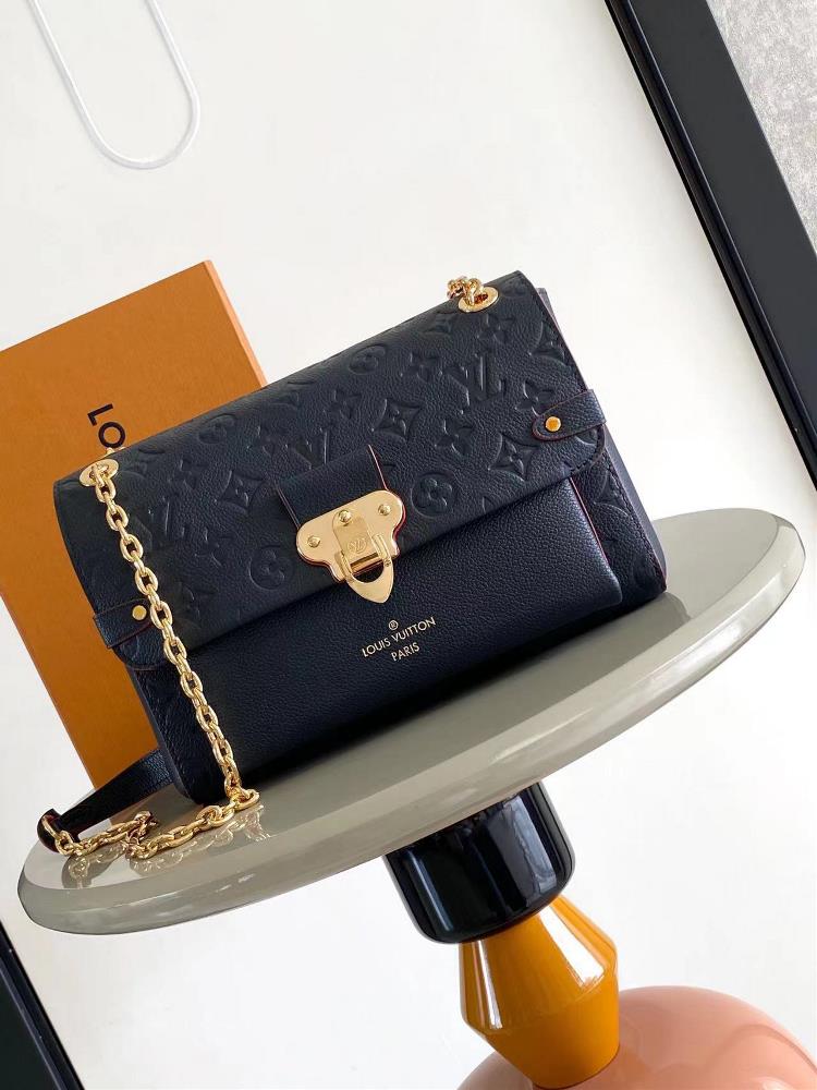 VAVIN small handbag M43931 navy blueCrafted from a blend of smooth and embossed Monogram Imprente cowhide this Vavin small handbag features a bright