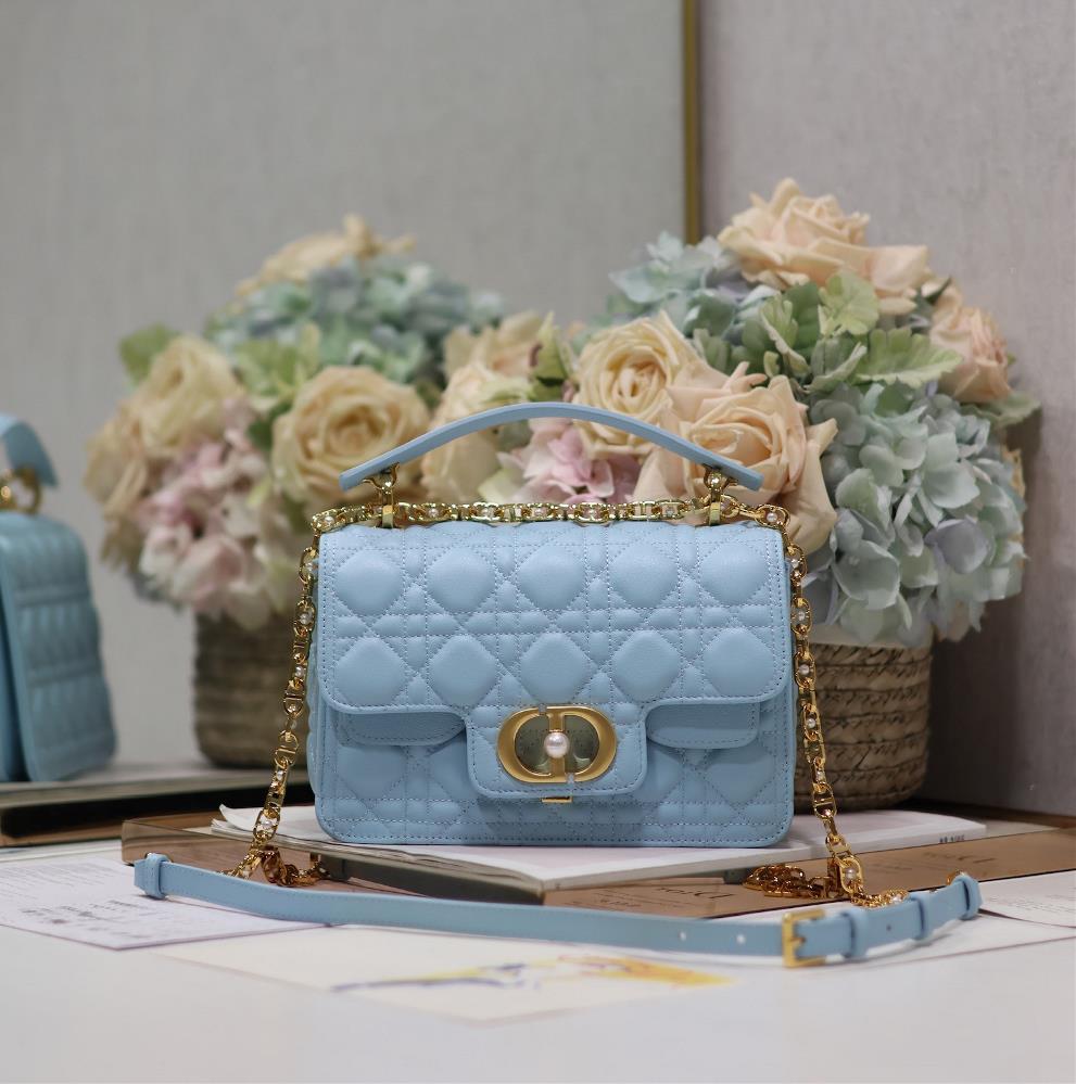 Small Dior Jolie Pearl Handbag BlueThis Dior Jolie handbag is a new addition to the 2024 SpringSummer ready to wear collection combining elegance an