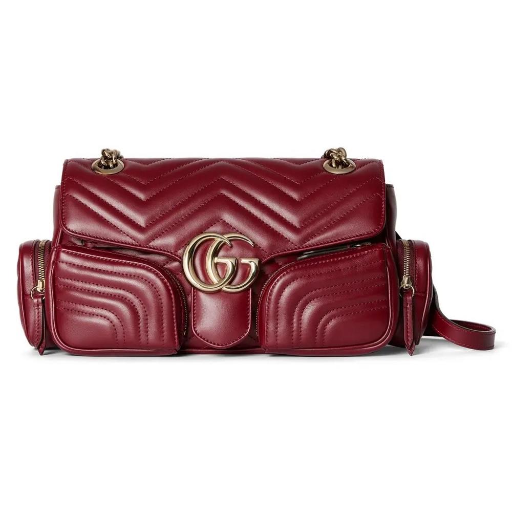 New GG Marmont series small multi pocket bag The GG Marmont series continues to integrate innovative materials and artisanal design interpreting geo