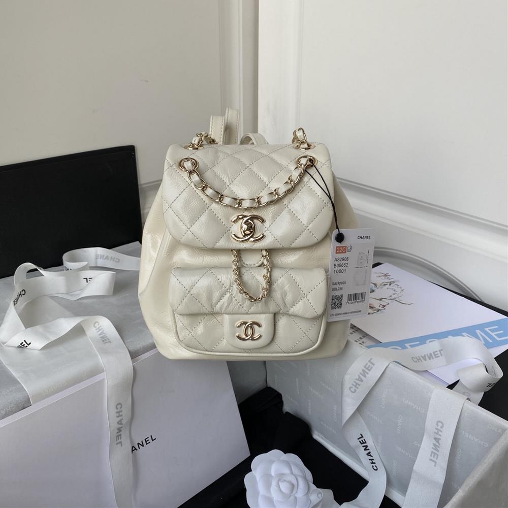 Chanel 22 early spring new DUMA backpack model AS2908 oil wax cowhide versatile backpack for all seasonsSize 181812cm  professional luxury fashion br