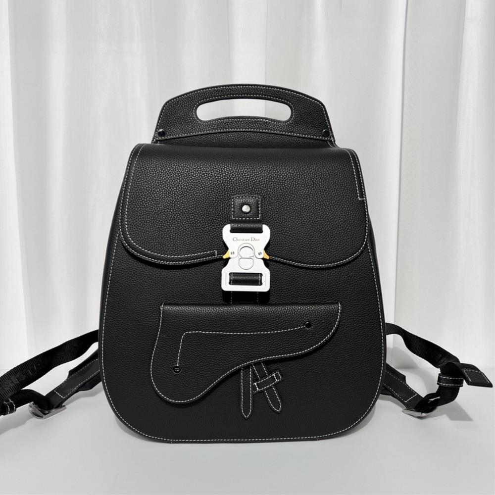 Photo 9936 This Gallop backpack features a stylish original design that highlights the iconic saddle style classic logo Black grain cowhide leather