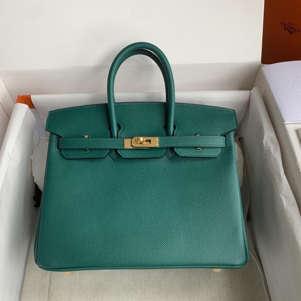 goods in stockBirkin 25cm imported Epsom leather semi handmade wax thread sewn peacock greenColors can be customized  professional luxury fashion bra