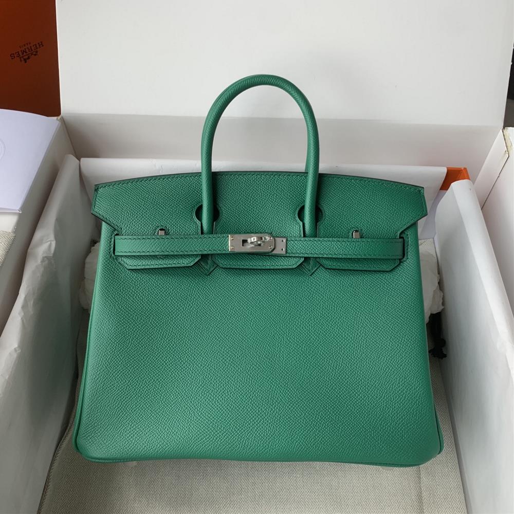 goods in stockBirkin 25cm imported Epsom leather semi handmade wax thread sewn velvet greenColors can be customized  professional luxury fashion bran