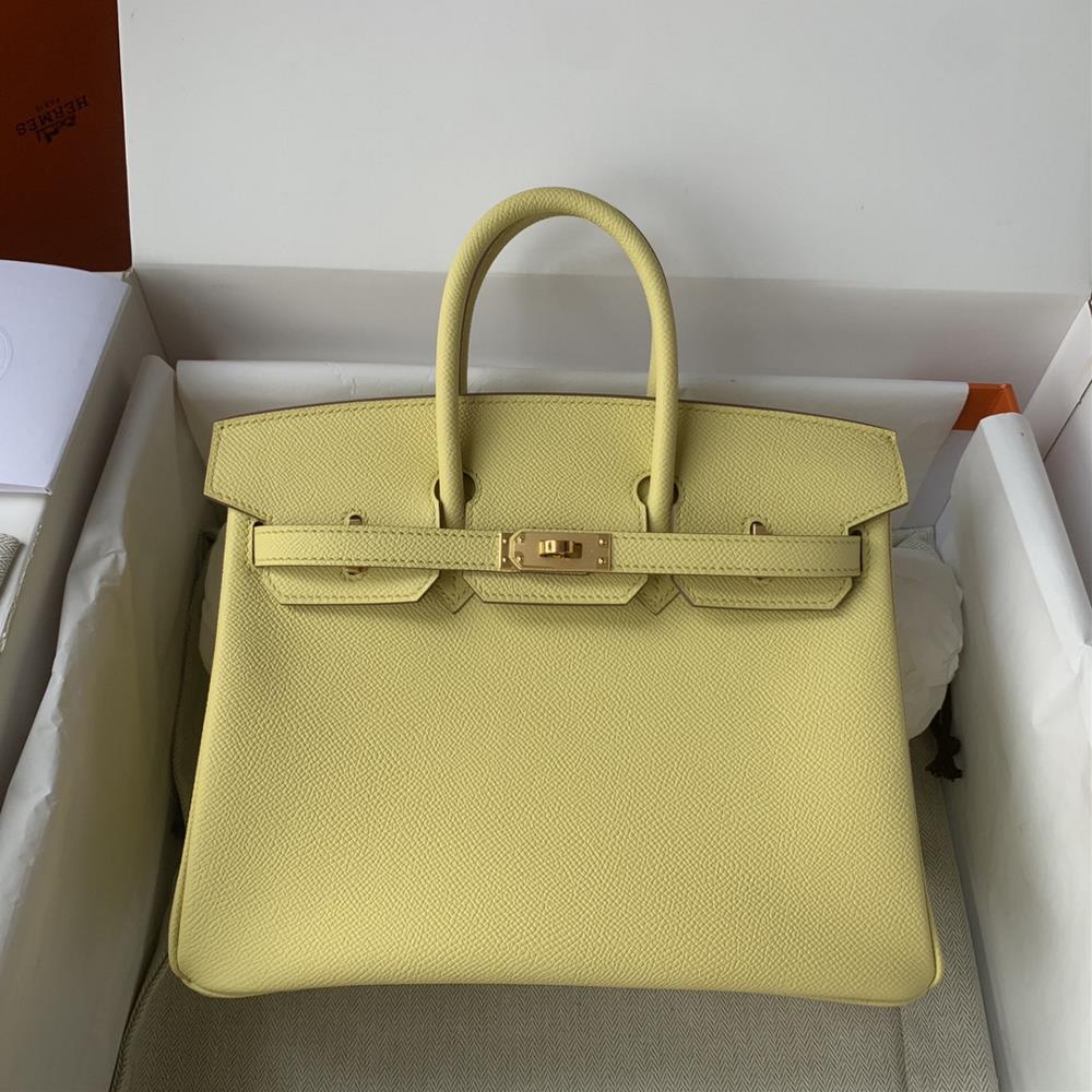 goods in stockBirkin 25cm imported Epsom leather semi handmade wax thread sewn chicken yellowColors can be customized  professional luxury fashion br