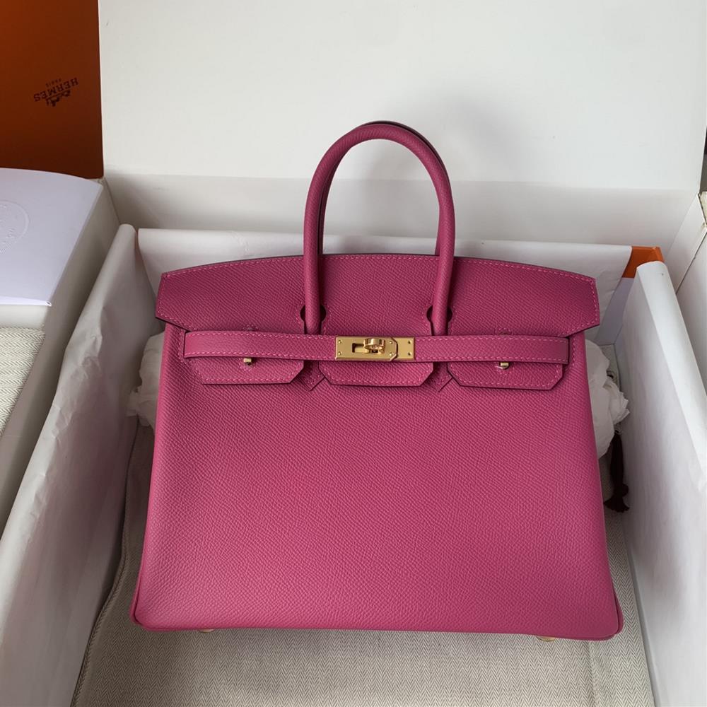 goods in stockBirkin 25cm imported Epsom leather semi handmade wax thread sewn rose purpleColors can be customized  professional luxury fashion brand