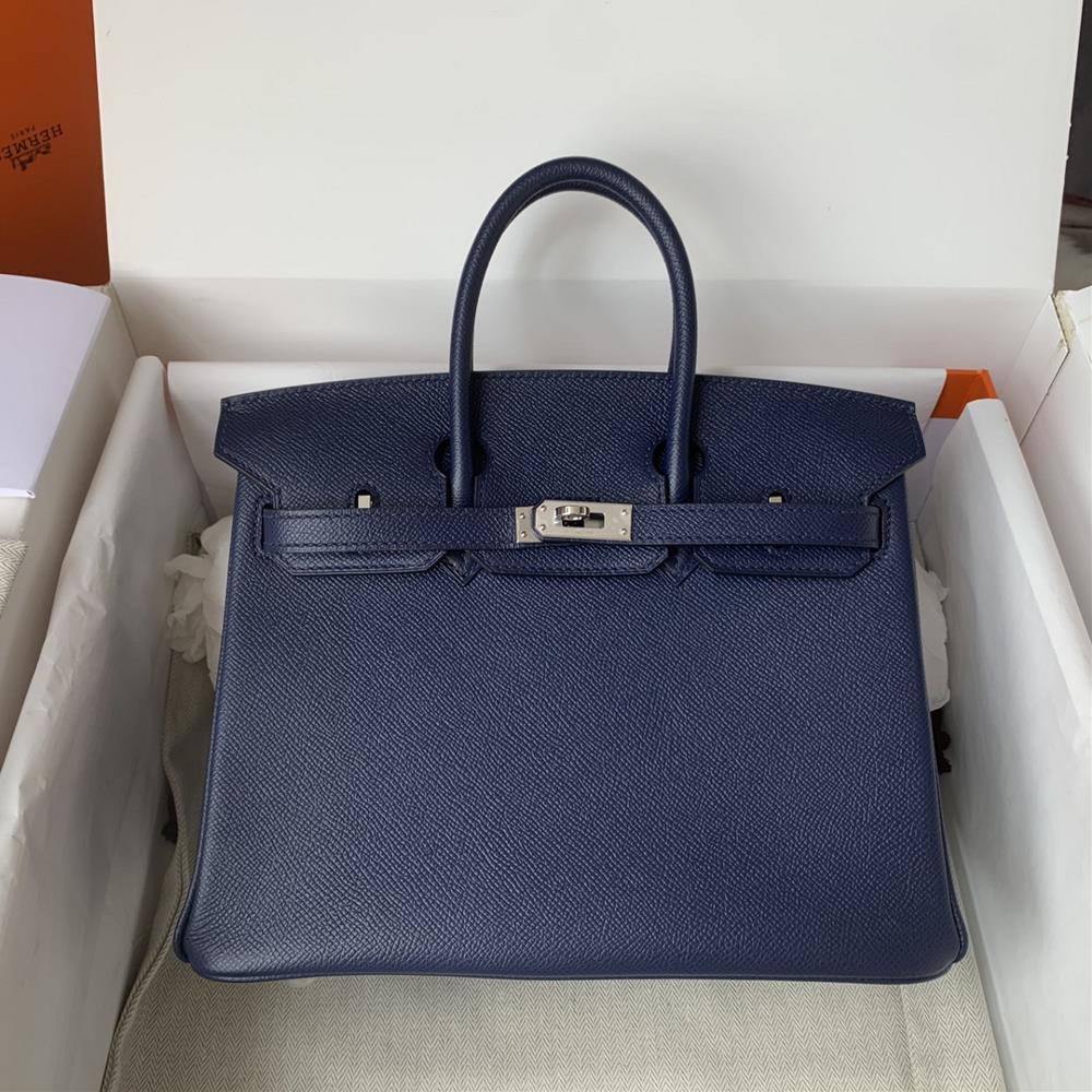 goods in stockBirkin 25cm imported Epsom leather semi handmade wax thread sewn in navy blueColors can be customized  professional luxury fashion bran