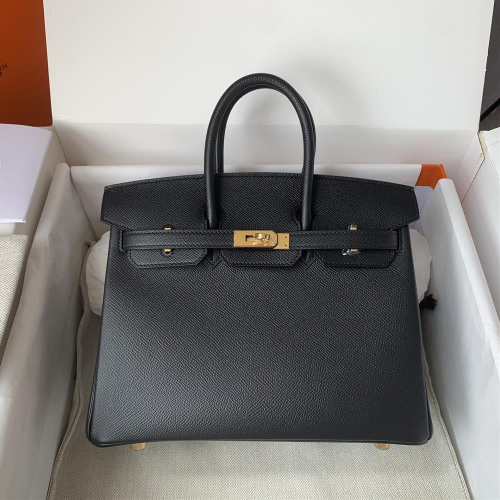 goods in stockBirkin 25cm imported Epsom leather semi handmade wax thread sewn black goldColors can be customized  professional luxury fashion brand