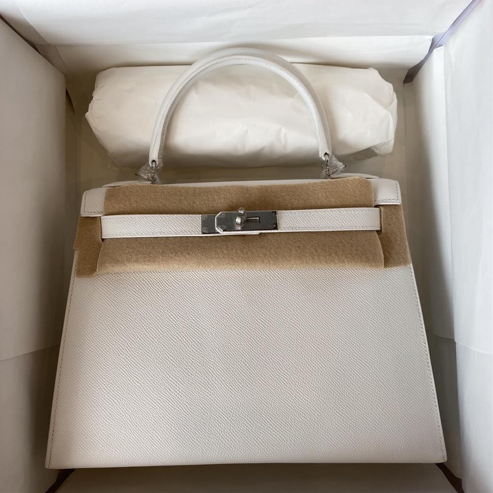 Kelly Snow White Pure White Epsom Leather 28cm Handmade Version Super Regular  professional luxury fashion brand agency businessIf you have wholesal