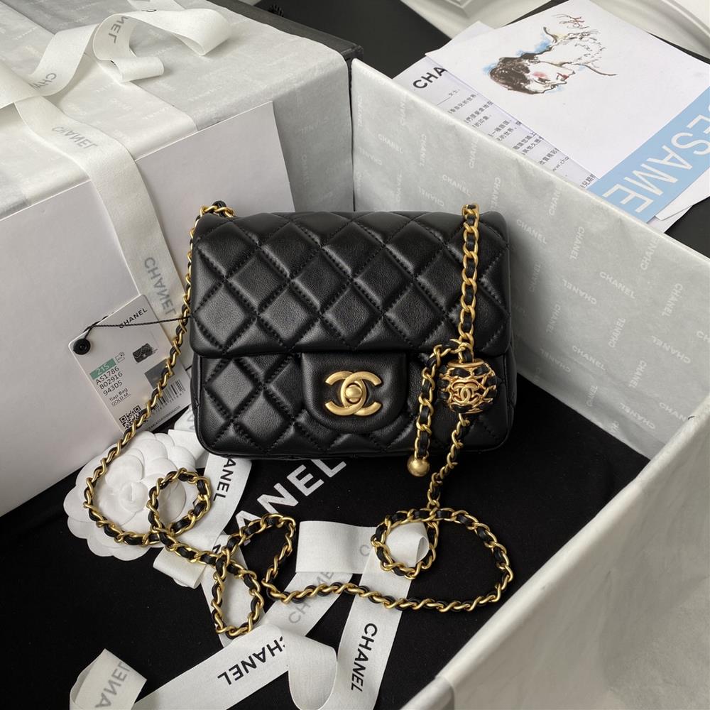 Chanel AS1786 popular metal CF mini hood bag with hollowed out braided rope added a small golden ball on the gold ball chain adding the finishing to