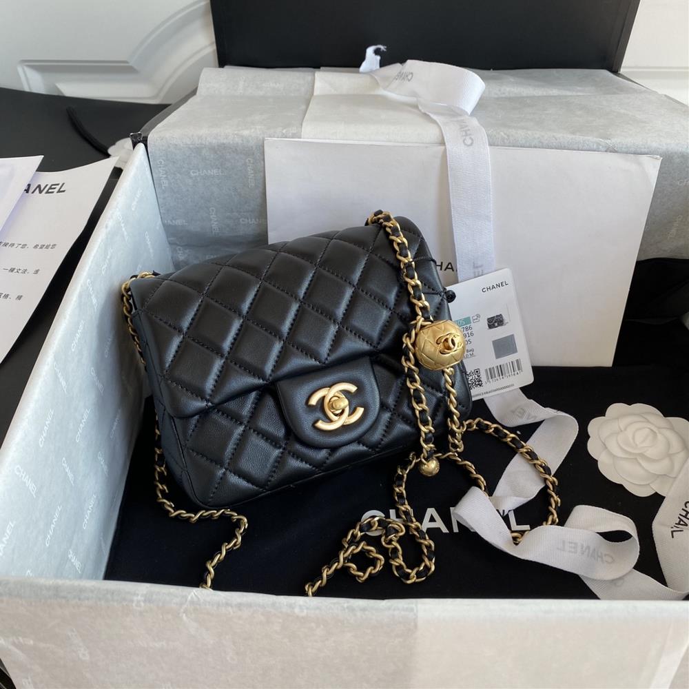 1786 Chanel popular metal CF mini hood bag with a small golden ball added to the global chain adding the finishing touch and adding icing on the cake