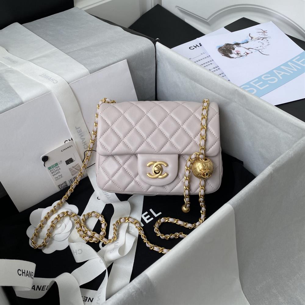 1786 Chanel popular metal CF mini hood bag with a small golden ball added to the global chain adding the finishing touch and adding icing on the cake