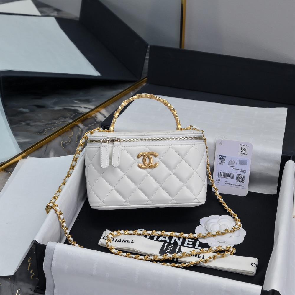 Chanel 24S letter woven handle long boxMetal Logo Splicing Relief with Black Diamond Large Double C Handle Sheepskin Classic Diamond Grid Comes with M