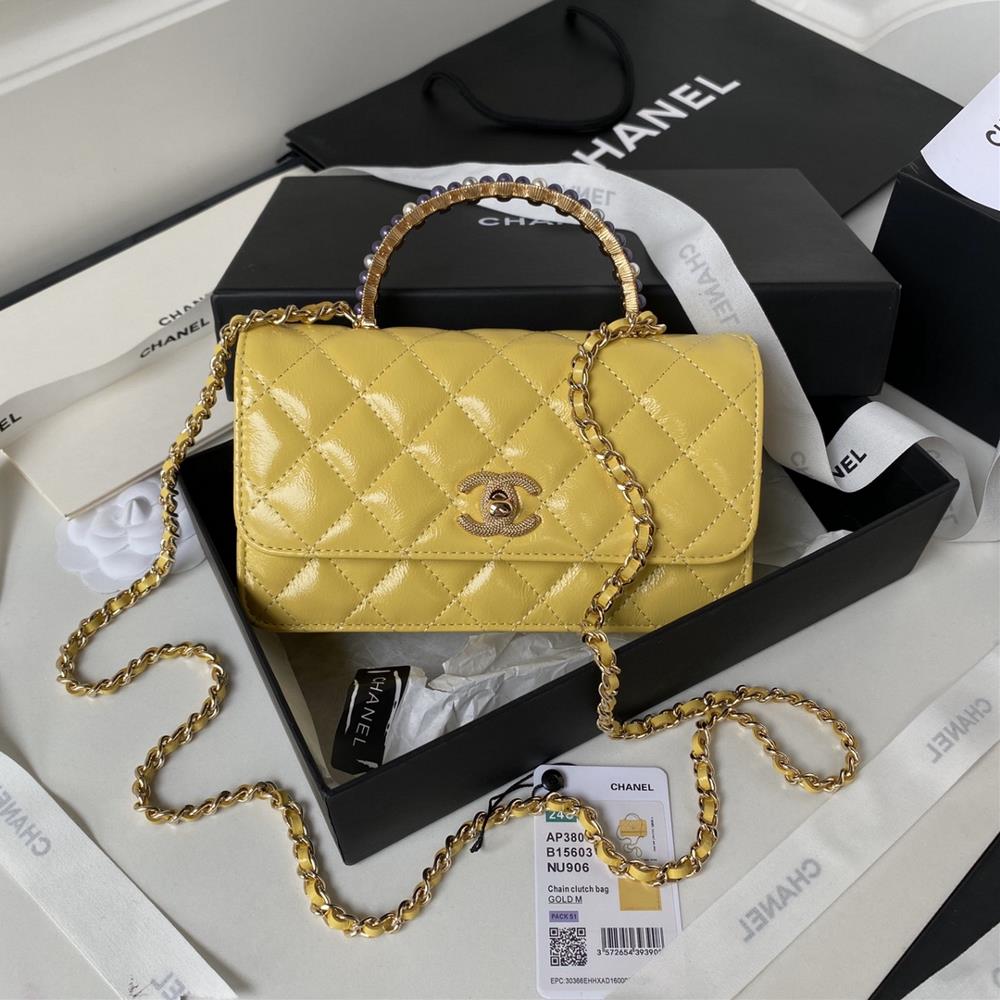 Chanel 24p Woc Pearl Handle Ap3803 Embossed Double C Logo with High Appearance and Full of Detail Too Exquisite The texture of the oil wax leather l