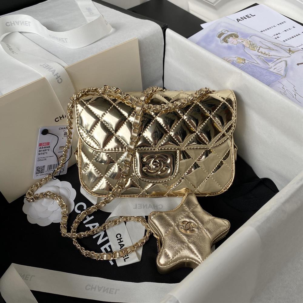 Chane24c Star Collection Radiant and Dazzling Goddess AS4646Open a party for the Chanel Star series featuring eyecatching and explosive bags The f