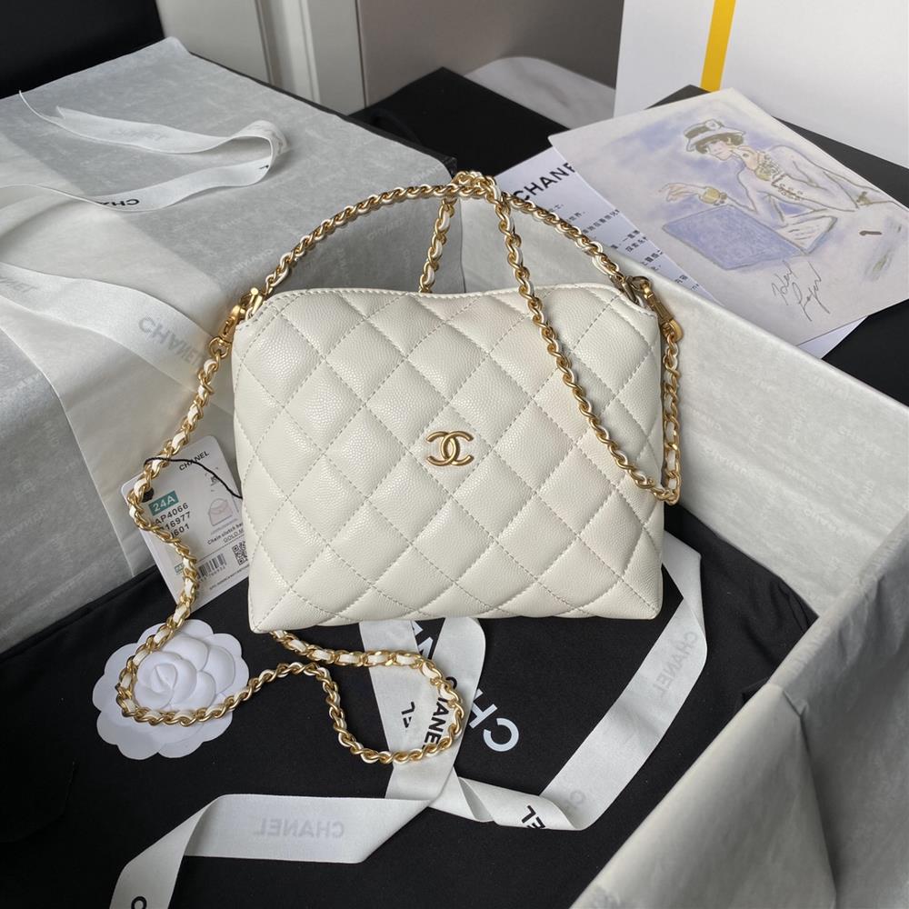 Chanel 24A   The small Hobo handle model AP4066 is made of granular cowhide with a metal woven handle design and a retro chain buckle It can be easil