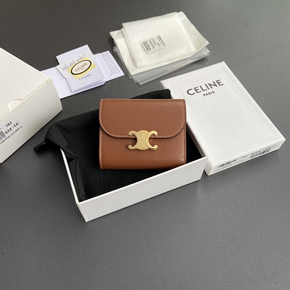 Special grade pure steel hardware factory leather TRIOMPHE shiny sheepskin wallet 2024 small competition5 card holders1 foldable coin purse with snap