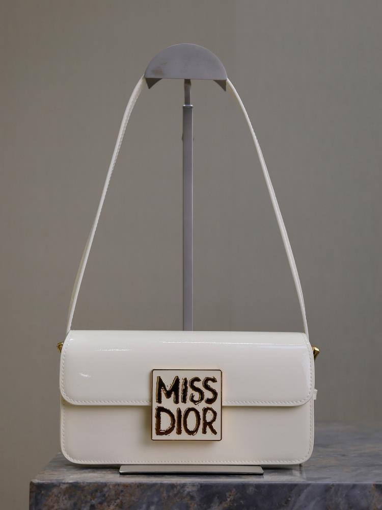 Miss Dior flip handbag patent leather off whiteThis Miss Dior flip handbag made a brand new appearance at the Dior FallWinter 2024 ready to wear coll