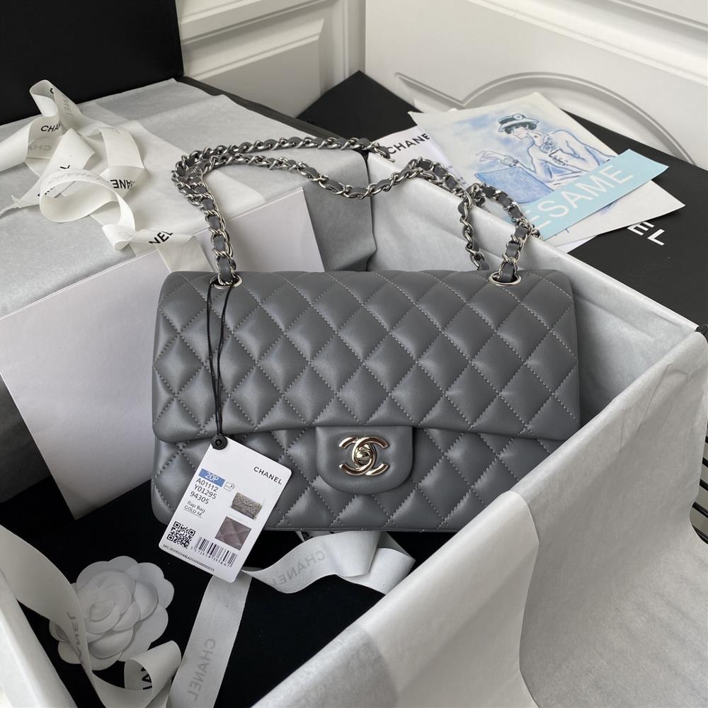 Tin gray French highend custommade product Chanel Classic Flap Bag  A01112   Performed Chanels classic elegant simple and exquisite counter upda