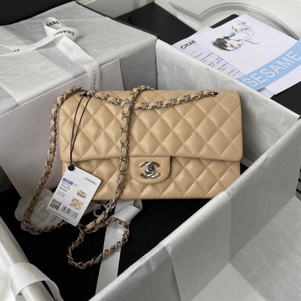 Apricot colored French highend custommade Chanel Classic Flap Bag  A01112   Performed Chanels classic elegant simple and exquisite counter updat