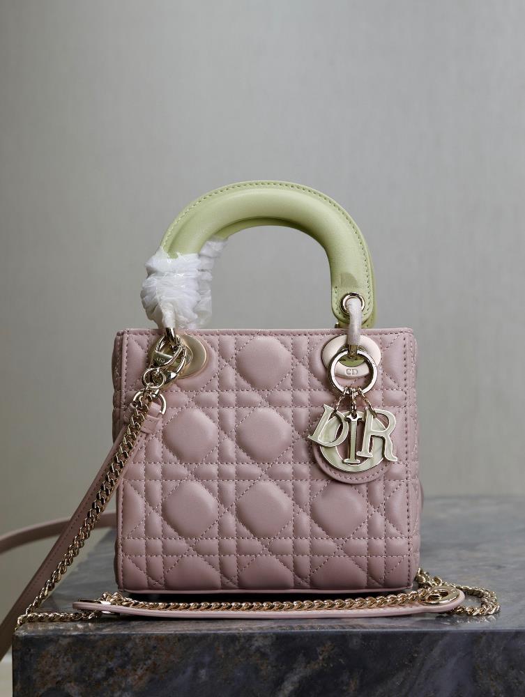 Lady Dior   Pink Mix Light YellowThree grid sheepskin double shoulder strapsThis handbag embodies Dio rs profound insight into elegance and beauty