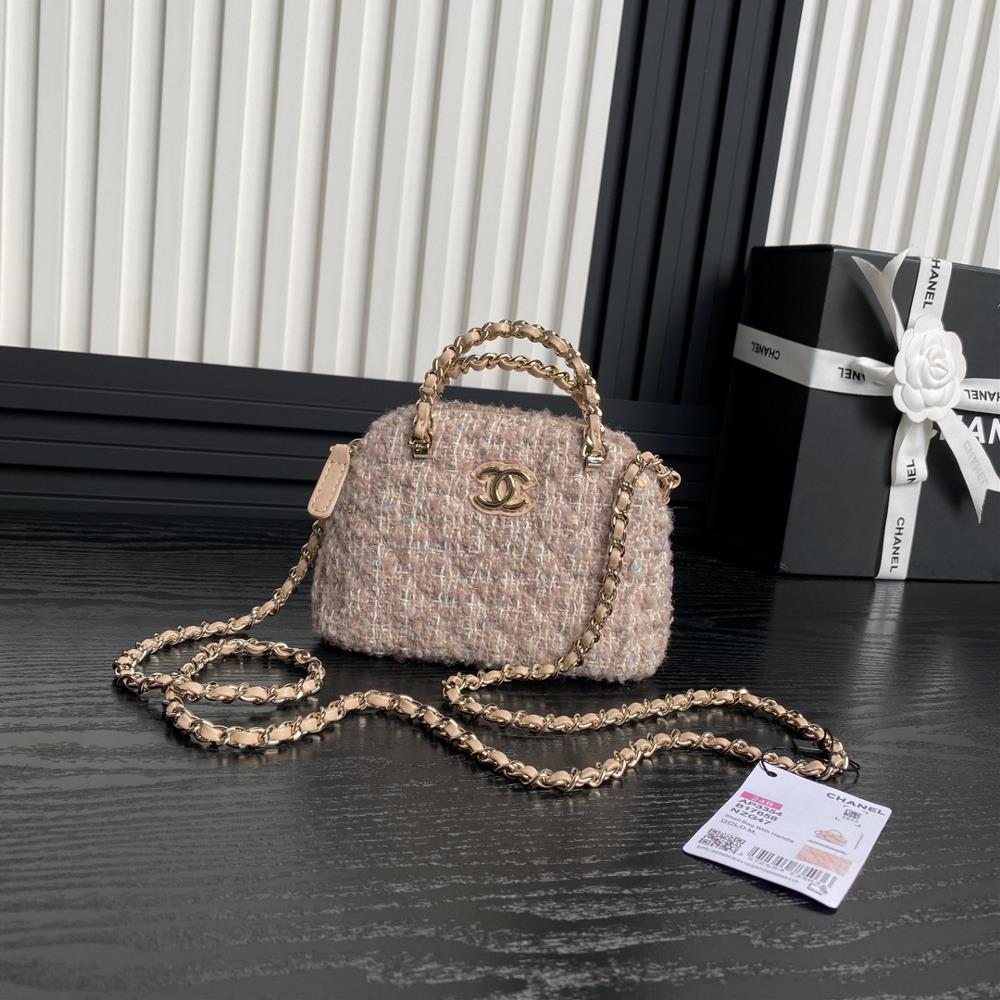 Chanel 24B AutumnWinter New Product Woolen Glitter Shell Box Bag Ap3354 Twill Soft Woolen Sheepskin with Metallic Shell Shape immediately recogniza